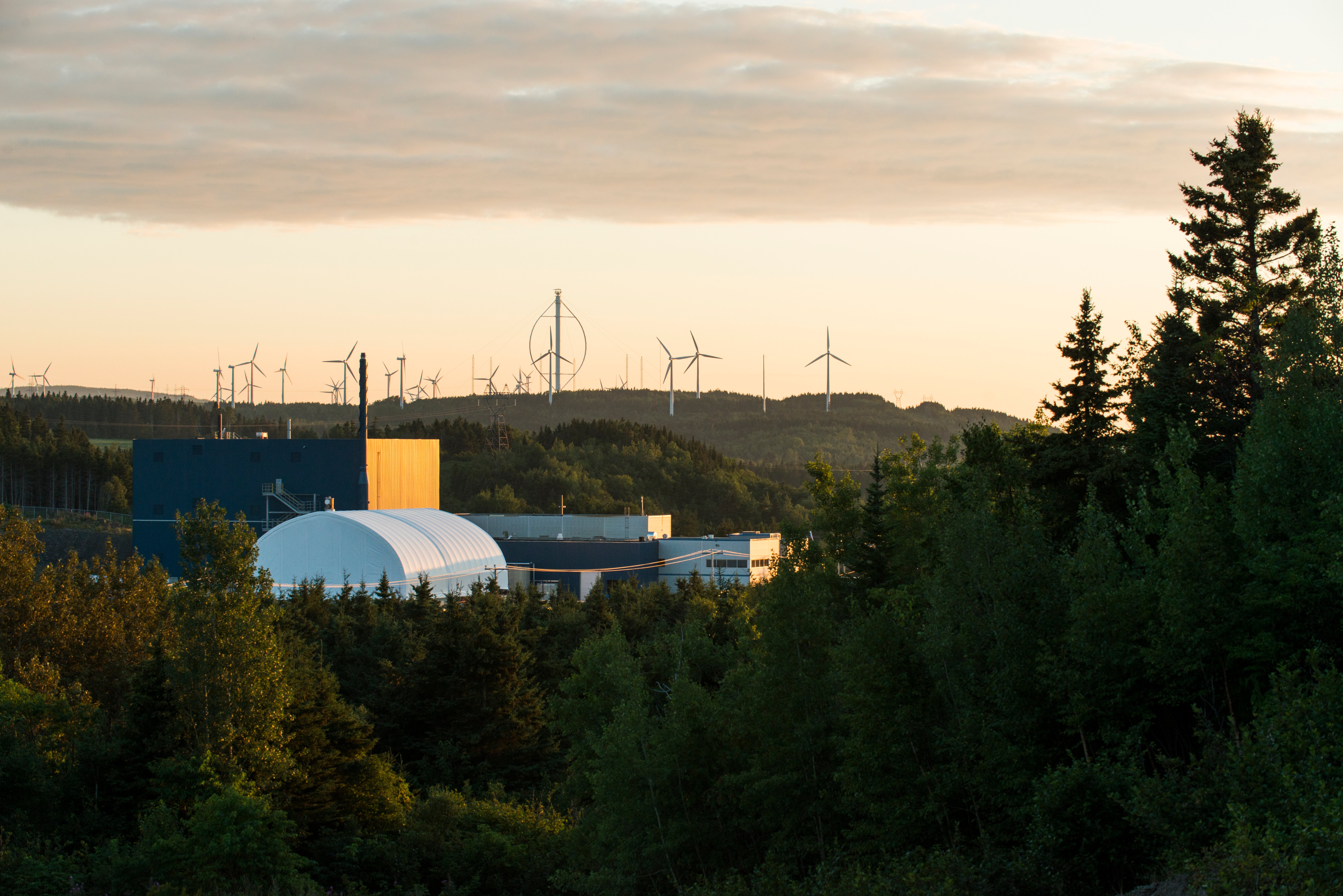 View of the sunset at our Cap-Chat manufacturing site